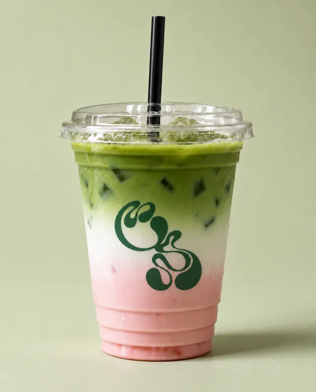 Matcha fresa en vaso Bronco