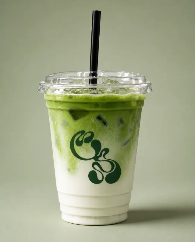 Matcha latte en vaso Bronco